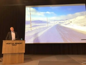 Trond Helleland presenterte enigheten om å satse på Rv.7 på Hardnagerviddakonferansen Rein Vidde på Geilo 20. mars